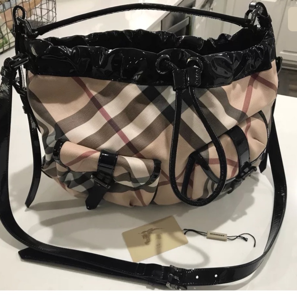 Burberry Nova Check Black Patten hobo bag